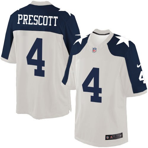 Men's Limited Dak Prescott Nike Jersey White Alternate - #4 Throwback NFL Dallas Cowboys